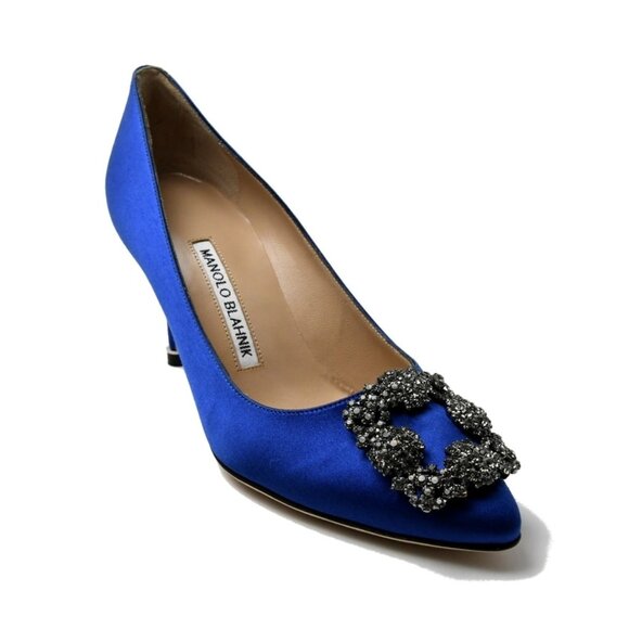 Manolo Blahnik Shoes - Manolo Blahnik Hangisi Satin Blue 70